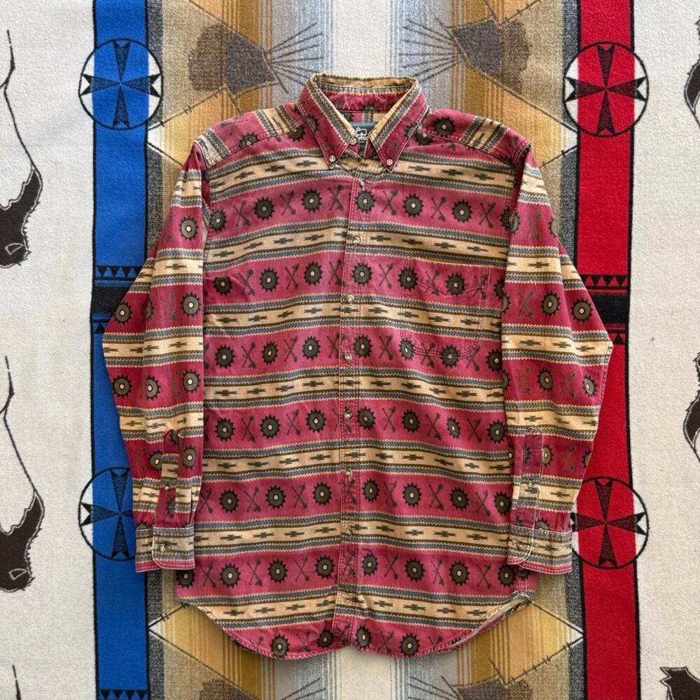 Vintage 90s Men’s Woolrich Button Up Flannel Shirt Size Medium Aztec Southwest